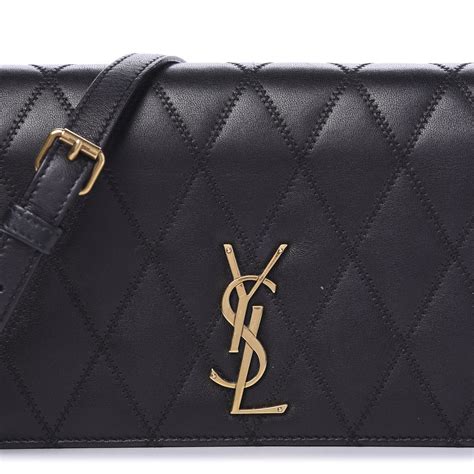 YSL Black Quilted Lambskin Monogram Angie Bag 